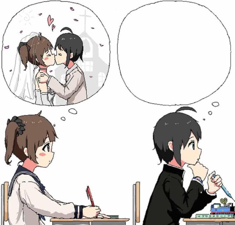 Anime Wedding Daydream meme template