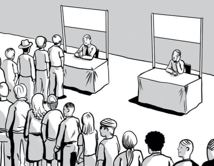 Empty vs Crowded Booth meme template — blank