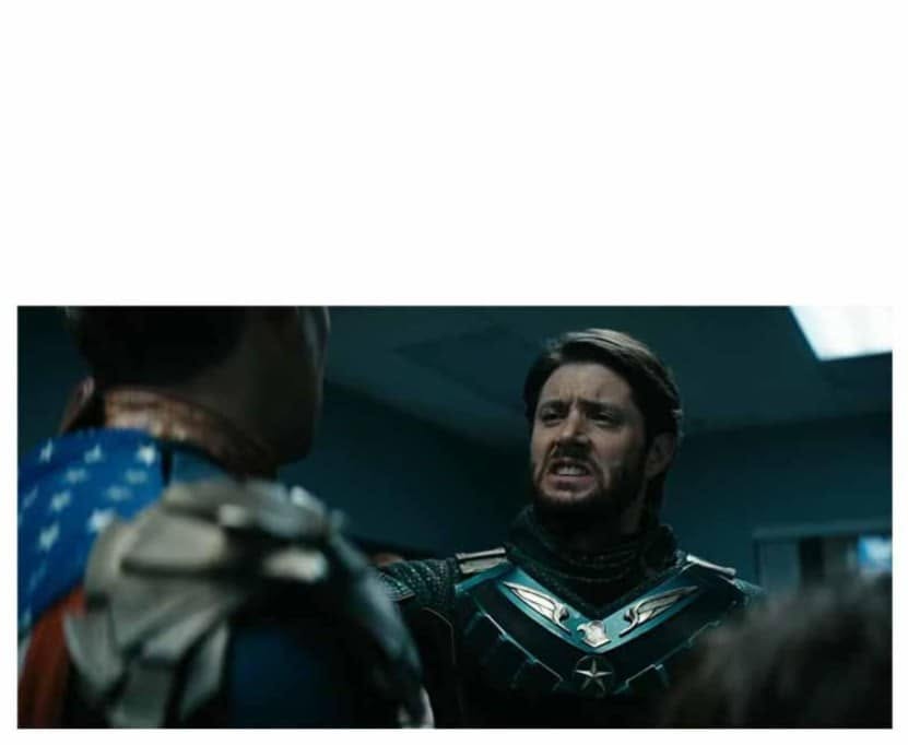 Superhero Confrontation meme template