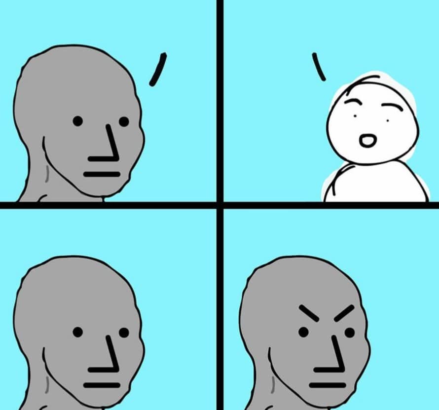 NPC vs Real Reaction meme template — blank