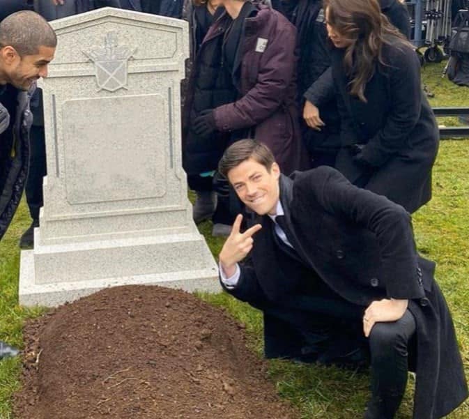 Posing By the Grave meme template — blank