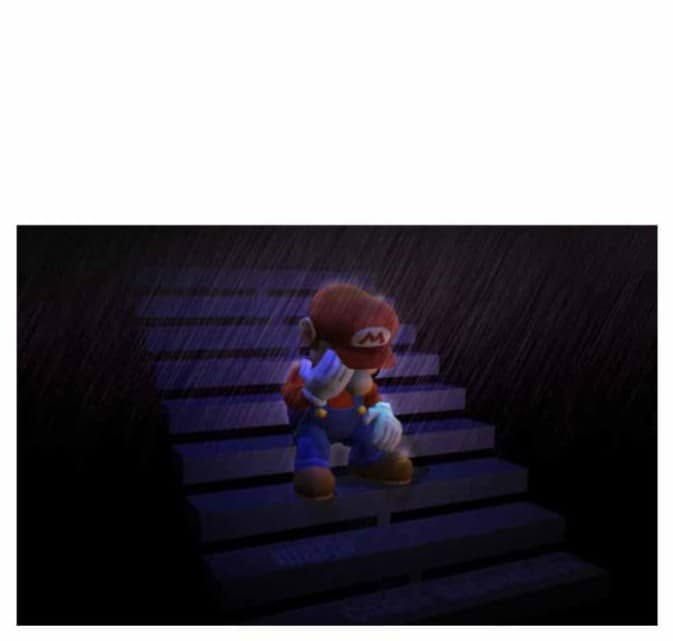 Sad Stairs in the Rain meme template — blank