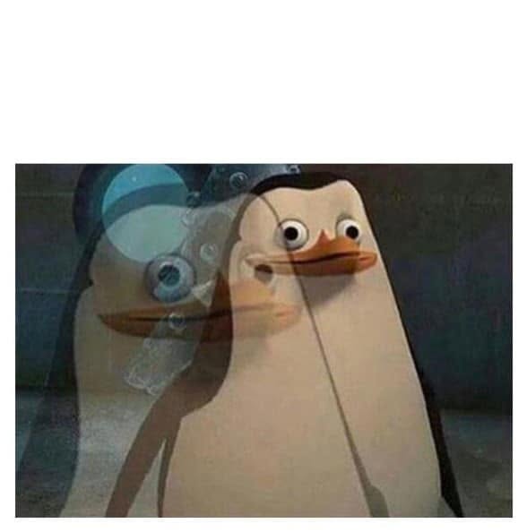 Suspicious Penguin meme template — blank