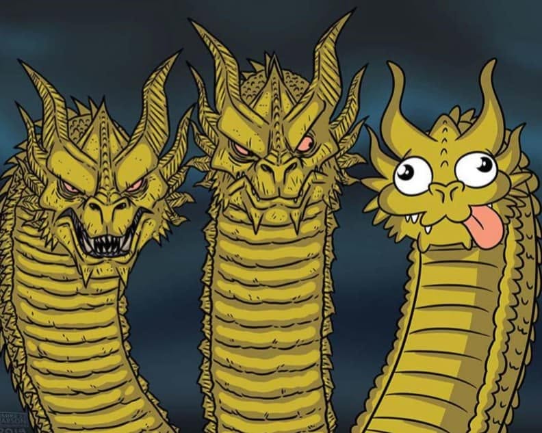 Three Dragons meme template — blank