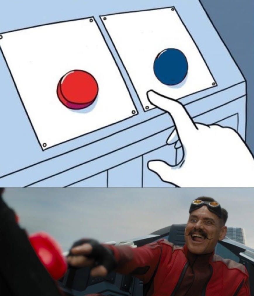 Happy Button Press meme template — blank